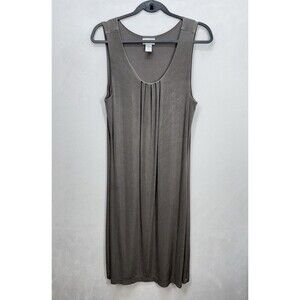 Chico Travelers Maxi Dress Size 2/Large Taupe Sleeveless Slinky Stretch Scoop